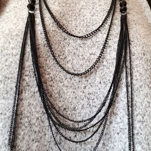 32 Inch Black Necklace and Dangle Earrings Set NWT